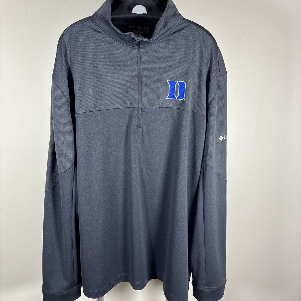 Columbia Golf Duke Blue Devils Embroidered Logo Gray 1/4 Zip Pullover Men's XL